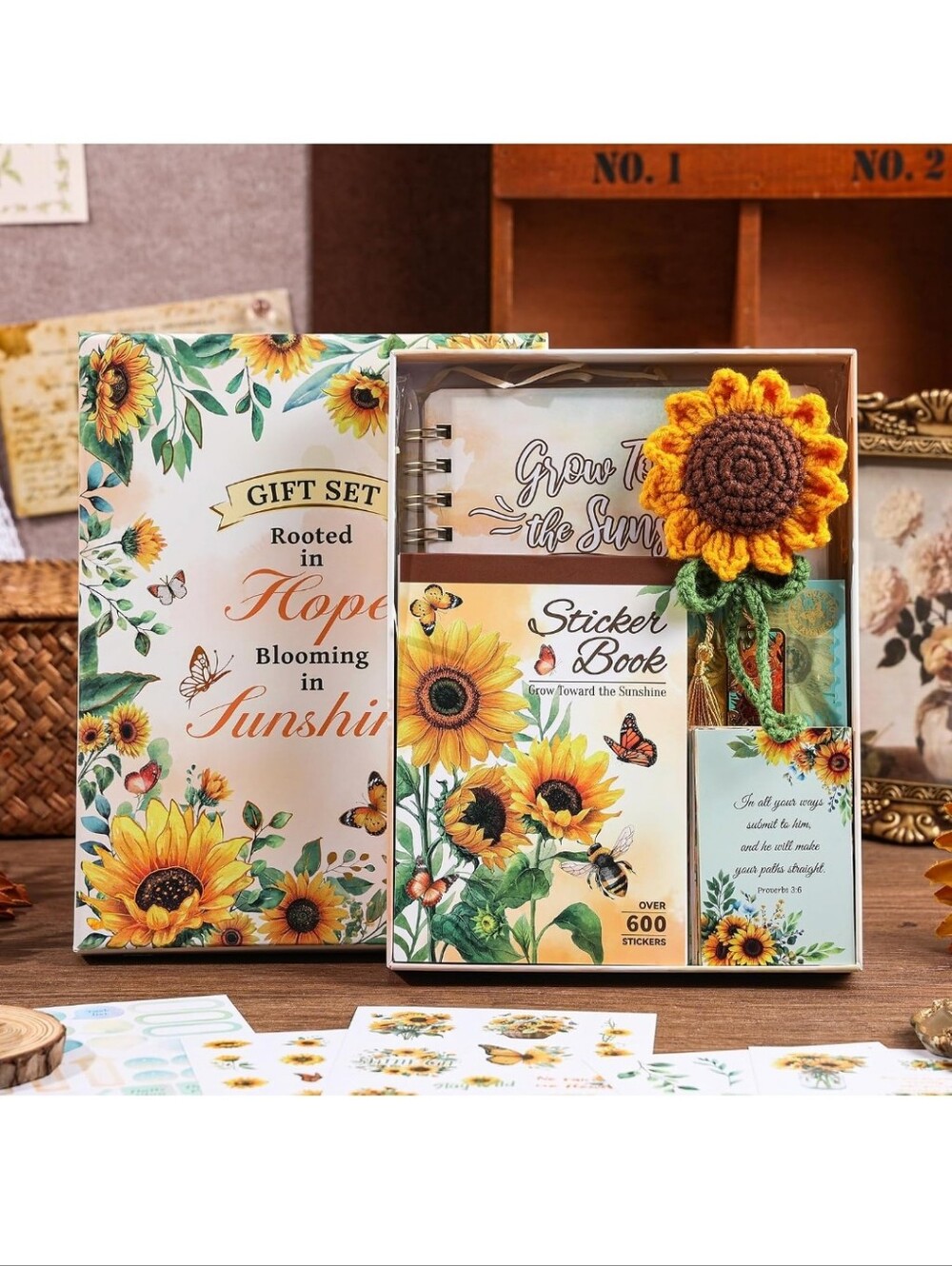 Sunflower Sticker Book Gift Set - Yellow Sunflower Theme